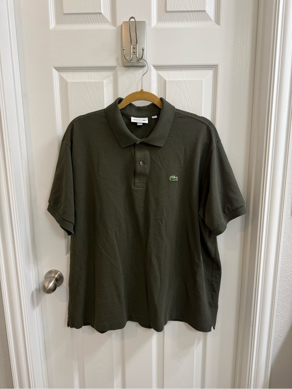 Lacoste Olive Green Short-Sleeve Pique Polo